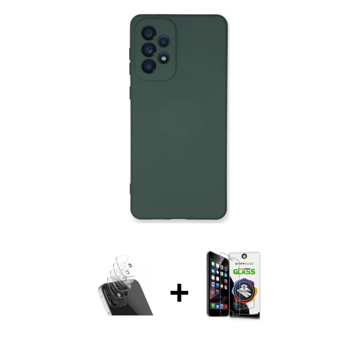 MARSİLYAN™- Galaxy A53 5G Kılıf Ahenk Serisi - Şeffaf Temperli Cam Ekran Koruyucu + Kamera Lens Koruma Cam - SF