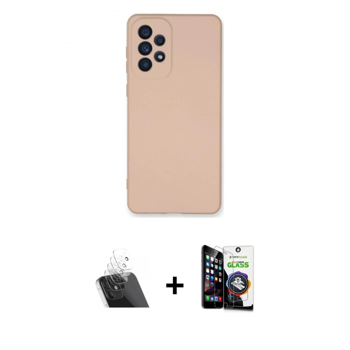 MARSİLYAN™- Galaxy A53 5G Kılıf Ahenk Serisi - Şeffaf Temperli Cam Ekran Koruyucu + Kamera Lens Koruma Cam - SF