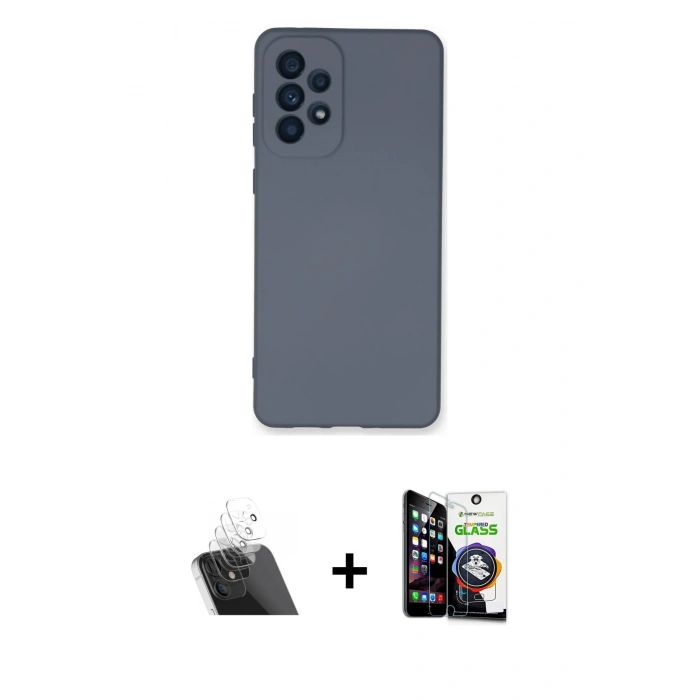 MARSİLYAN™- Galaxy A53 5G Kılıf Ahenk Serisi - Şeffaf Temperli Cam Ekran Koruyucu + Kamera Lens Koruma Cam - SF