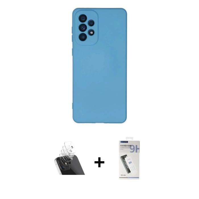 MARSİLYAN™- Galaxy A53 5G Kılıf Ahenk Serisi - Şeffaf Uv Polymer Nano Ekran Koruyucu + Kamera Lens Koruma Cam - SF