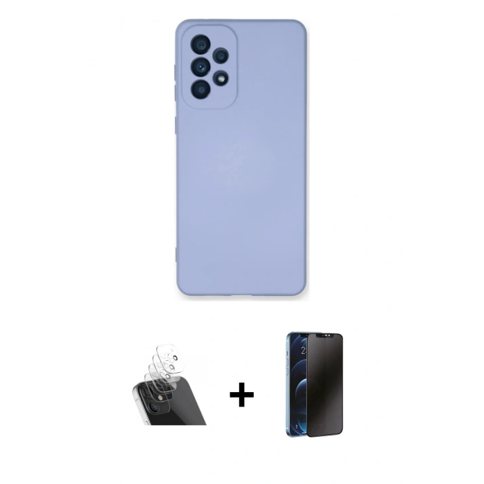 MARSİLYAN™- Galaxy A53 5G Kılıf Ahenk Serisi - Siyah 3D Antistatik Hayalet Cam Ekran Koruyucu + Kamera Lens Koruma Cam - SF