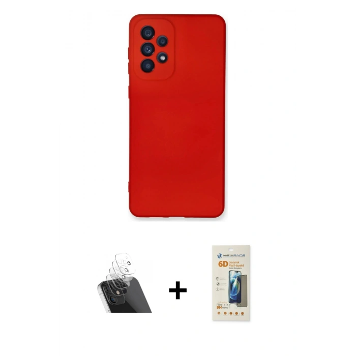 MARSİLYAN™- Galaxy A53 5G Kılıf Ahenk Serisi - Siyah 6D Mat Seramik Hayalet Nano Ekran Koruyucu + Kamera Lens Koruma Cam - SF