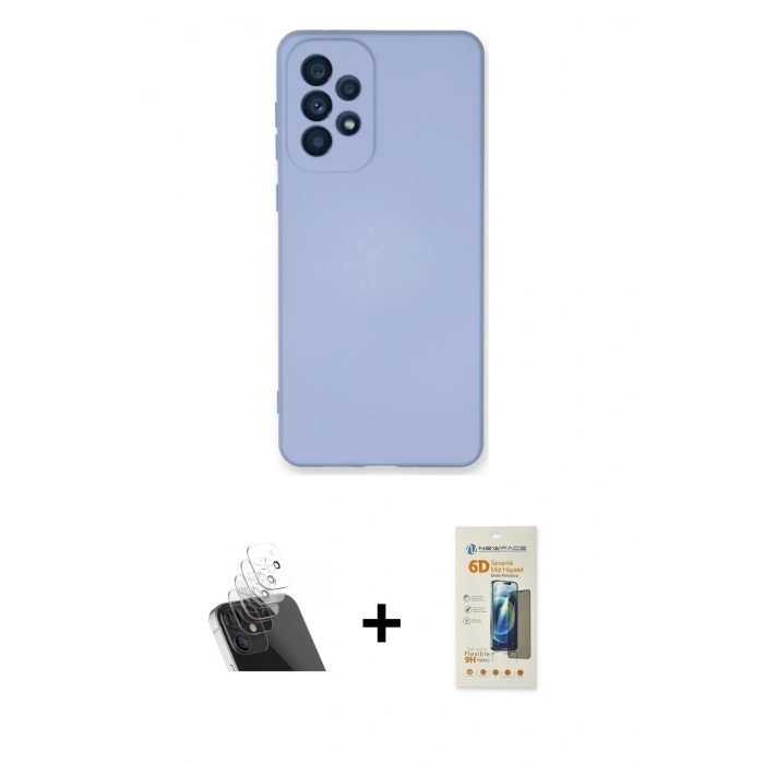 MARSİLYAN™- Galaxy A53 5G Kılıf Ahenk Serisi - Siyah 6D Mat Seramik Hayalet Nano Ekran Koruyucu + Kamera Lens Koruma Cam - SF