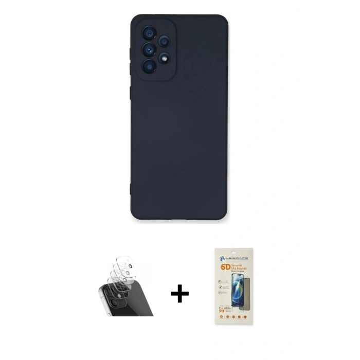 MARSİLYAN™- Galaxy A53 5G Kılıf Ahenk Serisi - Siyah 6D Mat Seramik Hayalet Nano Ekran Koruyucu + Kamera Lens Koruma Cam - SF