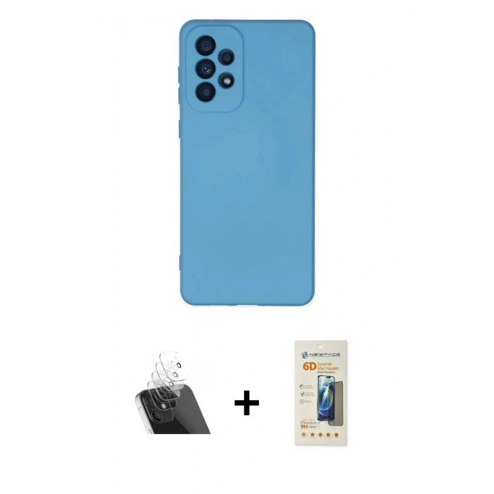 MARSİLYAN™- Galaxy A53 5G Kılıf Ahenk Serisi - Siyah 6D Mat Seramik Hayalet Nano Ekran Koruyucu + Kamera Lens Koruma Cam - SF