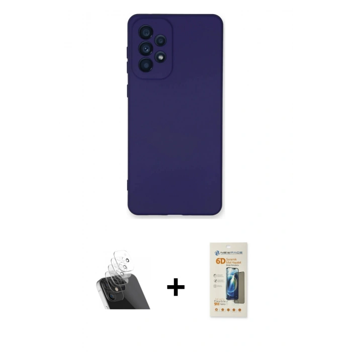 MARSİLYAN™- Galaxy A53 5G Kılıf Ahenk Serisi - Siyah 6D Mat Seramik Hayalet Nano Ekran Koruyucu + Kamera Lens Koruma Cam - SF