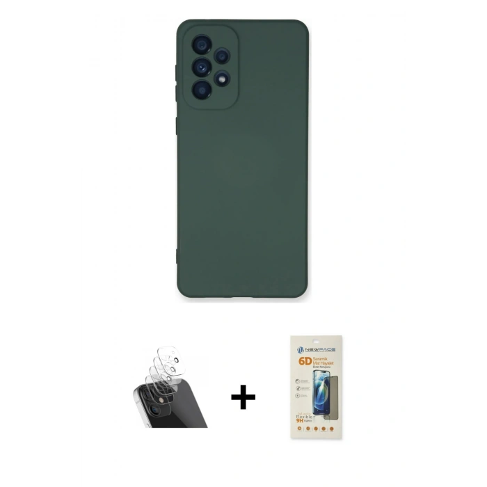 MARSİLYAN™- Galaxy A53 5G Kılıf Ahenk Serisi - Siyah 6D Mat Seramik Hayalet Nano Ekran Koruyucu + Kamera Lens Koruma Cam - SF