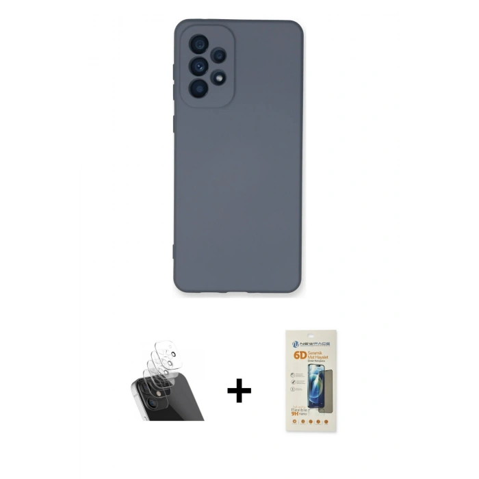 MARSİLYAN™- Galaxy A53 5G Kılıf Ahenk Serisi - Siyah 6D Mat Seramik Hayalet Nano Ekran Koruyucu + Kamera Lens Koruma Cam - SF