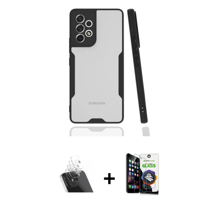 MARSİLYAN™- Galaxy A53 5G Kılıf Atlas Asil Serisi - Şeffaf Temperli Cam Ekran Koruyucu + Kamera Lens Koruma Cam - SF