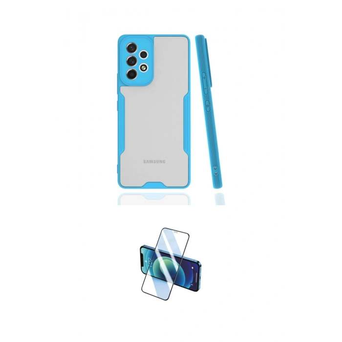 MARSİLYAN™- Galaxy A53 5G Kılıf Atlas Asil Serisi - Siyah 3D Antistatik Cam Ekran Koruyucu