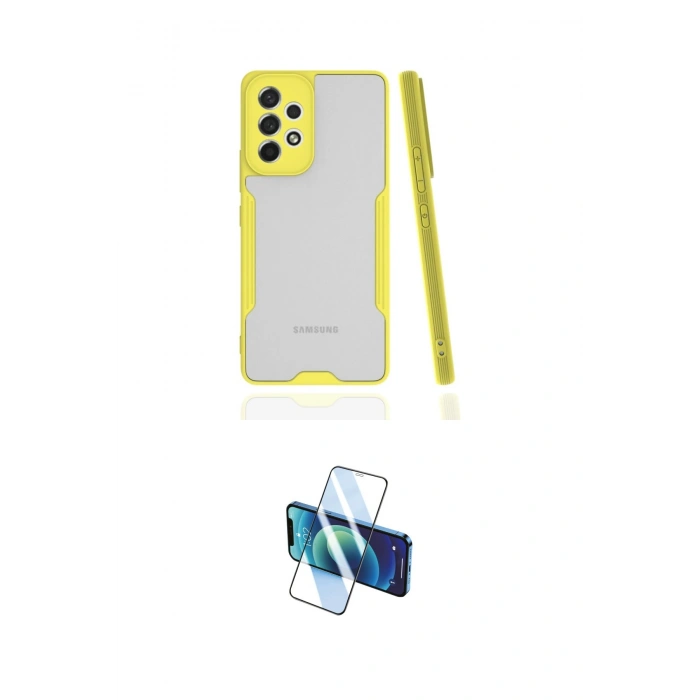 MARSİLYAN™- Galaxy A53 5G Kılıf Atlas Asil Serisi - Siyah 3D Antistatik Cam Ekran Koruyucu