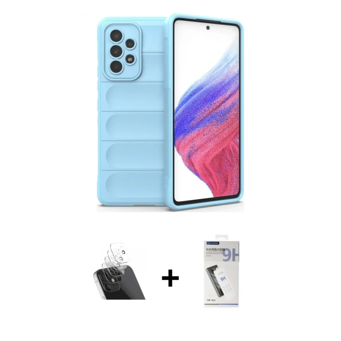 MARSİLYAN™- Galaxy A53 5G Kılıf Atlas Koleksiyonu - Şeffaf Uv Polymer Nano Ekran Koruyucu + Kamera Lens Koruma Cam - SF