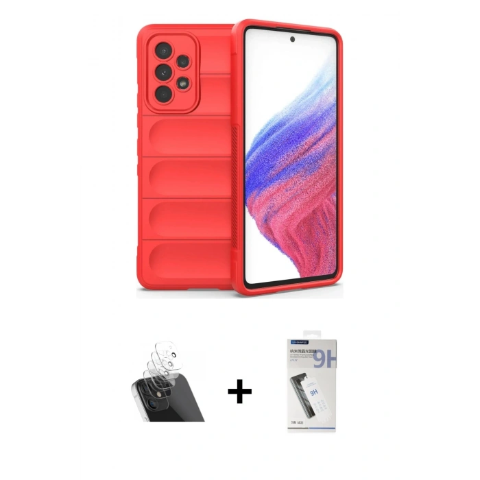 MARSİLYAN™- Galaxy A53 5G Kılıf Atlas Koleksiyonu - Şeffaf Uv Polymer Nano Ekran Koruyucu + Kamera Lens Koruma Cam - SF