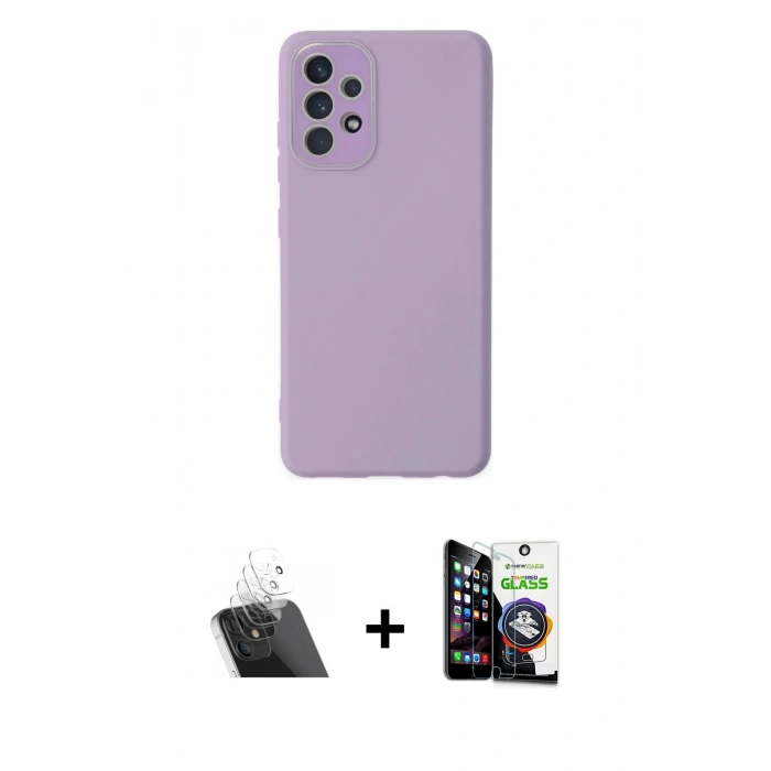 MARSİLYAN™- Galaxy A53 5G Kılıf Çekirdek Modern Serisi - Şeffaf Temperli Cam Ekran Koruyucu + Şeffaf Kamera Lens Koruma Cam