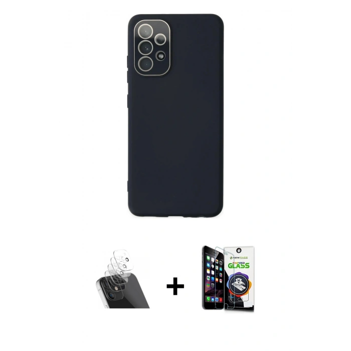 MARSİLYAN™- Galaxy A53 5G Kılıf Çekirdek Modern Serisi - Şeffaf Temperli Cam Ekran Koruyucu + Şeffaf Kamera Lens Koruma Cam