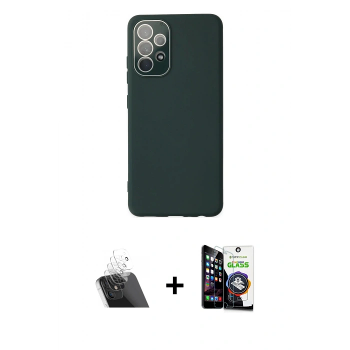 MARSİLYAN™- Galaxy A53 5G Kılıf Çekirdek Modern Serisi - Şeffaf Temperli Cam Ekran Koruyucu + Şeffaf Kamera Lens Koruma Cam