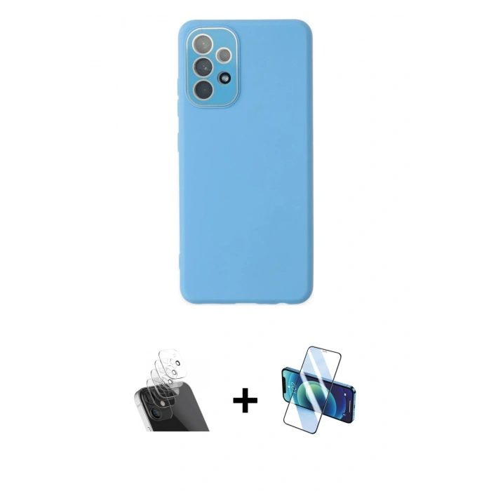 MARSİLYAN™- Galaxy A53 5G Kılıf Çekirdek Modern Serisi - Siyah 3D Antistatik Cam Ekran Koruyucu + Kamera Lens Koruma Cam - SF