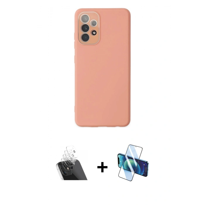 MARSİLYAN™- Galaxy A53 5G Kılıf Çekirdek Modern Serisi - Siyah 3D Antistatik Cam Ekran Koruyucu + Kamera Lens Koruma Cam - SF