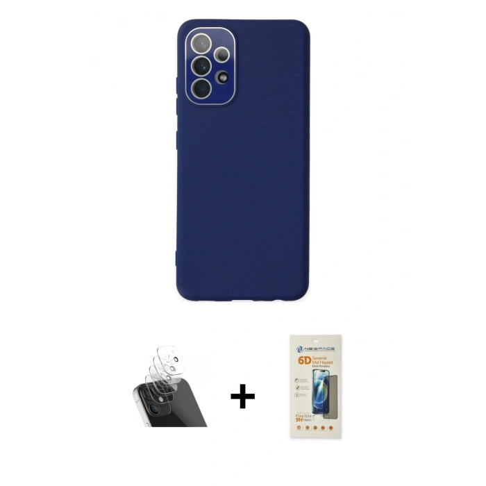 MARSİLYAN™- Galaxy A53 5G Kılıf Çekirdek Modern Serisi - Siyah 6D Mat Seramik Hayalet Nano Ekran Koruyucu + Kamera Lens Koruma Cam - SF