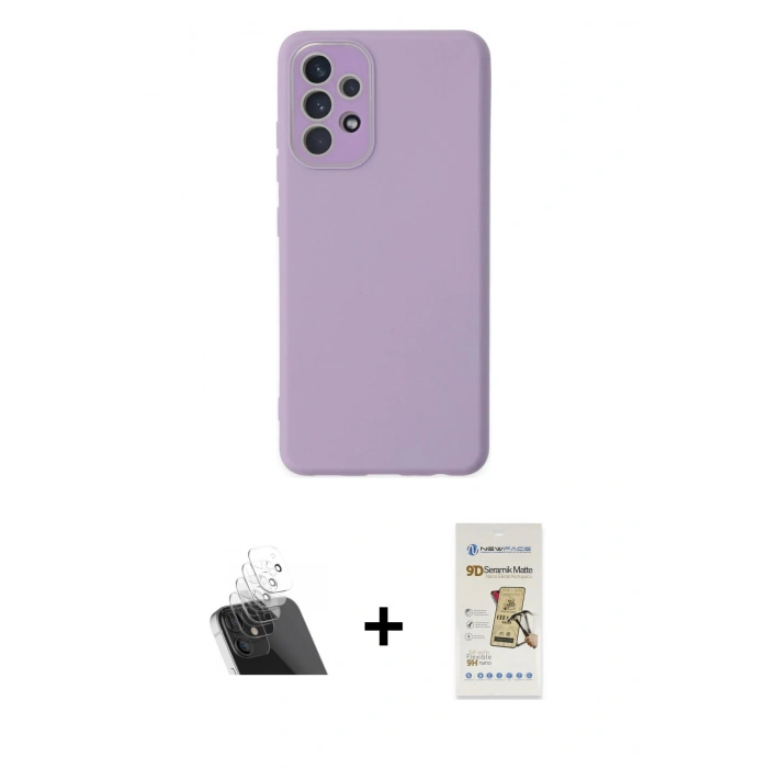 MARSİLYAN™- Galaxy A53 5G Kılıf Çekirdek Modern Serisi - Siyah Mat Seramik Nano Ekran Koruyucu + Kamera Lens Koruma Cam - SF