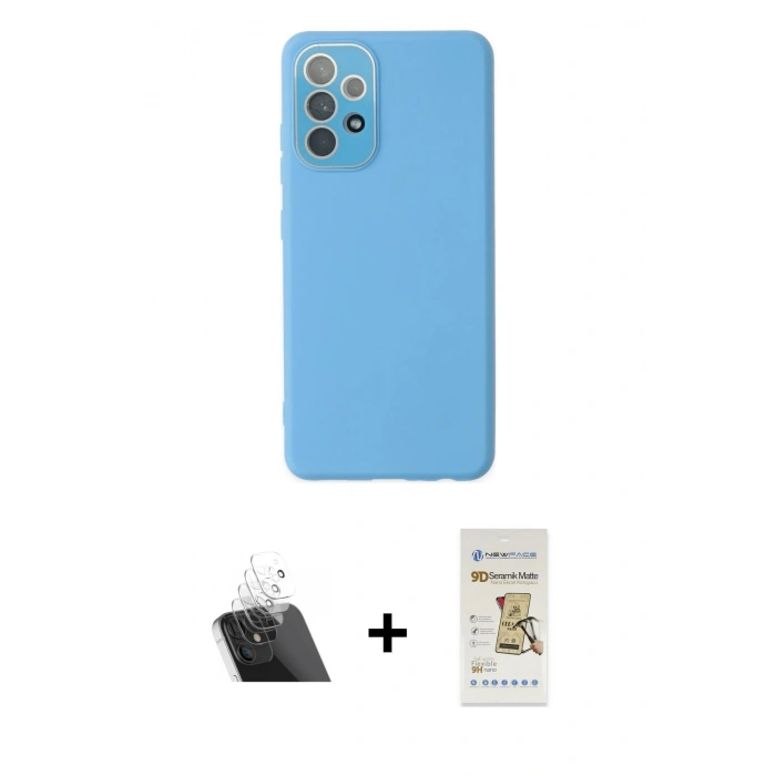 MARSİLYAN™- Galaxy A53 5G Kılıf Çekirdek Modern Serisi - Siyah Mat Seramik Nano Ekran Koruyucu + Kamera Lens Koruma Cam - SF