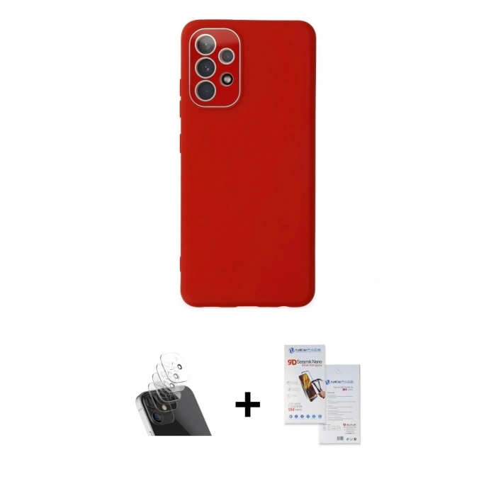 MARSİLYAN™- Galaxy A53 5G Kılıf Çekirdek Modern Serisi - Siyah Seramik Nano Ekran Koruyucu + Kamera Lens Koruma Cam - SF