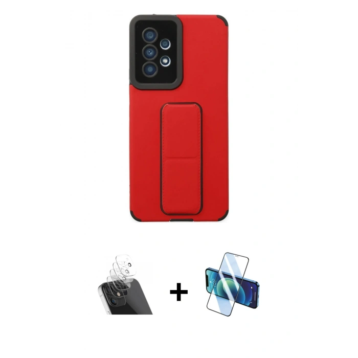 MARSİLYAN™- Galaxy A53 5G Kılıf Çekirdek Yansıma - Siyah 3D Antistatik Cam Ekran Koruyucu + Kamera Lens Koruma Cam - SF