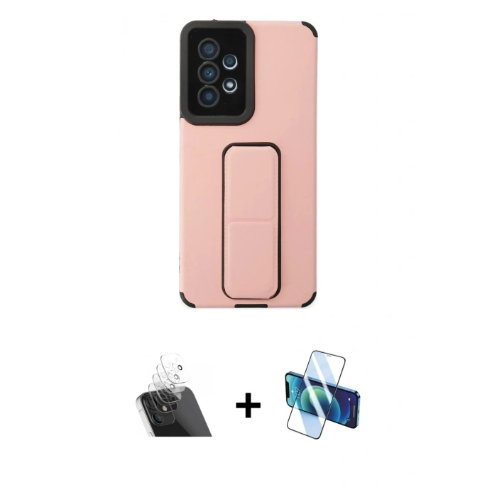 MARSİLYAN™- Galaxy A53 5G Kılıf Çekirdek Yansıma - Siyah 3D Antistatik Cam Ekran Koruyucu + Kamera Lens Koruma Cam - SF