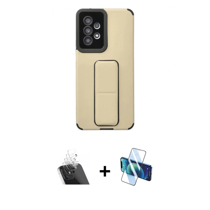 MARSİLYAN™- Galaxy A53 5G Kılıf Çekirdek Yansıma - Siyah 3D Antistatik Cam Ekran Koruyucu + Kamera Lens Koruma Cam - SF