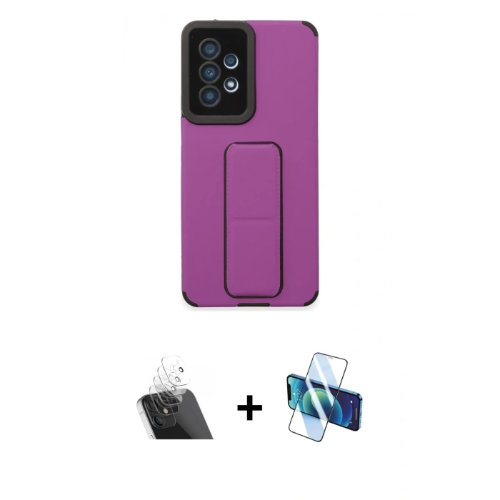 MARSİLYAN™- Galaxy A53 5G Kılıf Çekirdek Yansıma - Siyah 3D Antistatik Cam Ekran Koruyucu + Kamera Lens Koruma Cam - SF