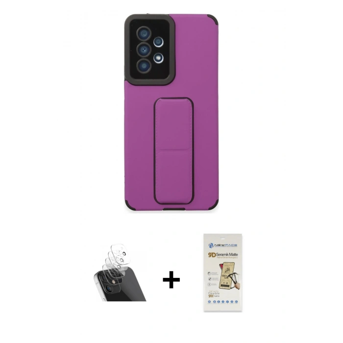 MARSİLYAN™- Galaxy A53 5G Kılıf Çekirdek Yansıma - Siyah Mat Seramik Nano Ekran Koruyucu + Kamera Lens Koruma Cam - SF