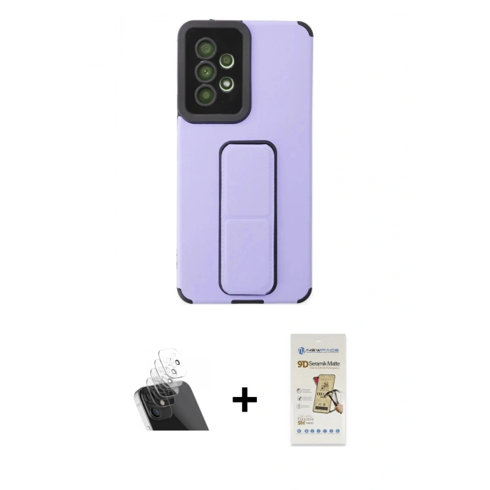 MARSİLYAN™- Galaxy A53 5G Kılıf Çekirdek Yansıma - Siyah Mat Seramik Nano Ekran Koruyucu + Kamera Lens Koruma Cam - SF