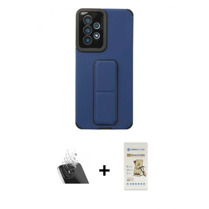 MARSİLYAN™- Galaxy A53 5G Kılıf Çekirdek Yansıma - Siyah Mat Seramik Nano Ekran Koruyucu + Kamera Lens Koruma Cam - SF