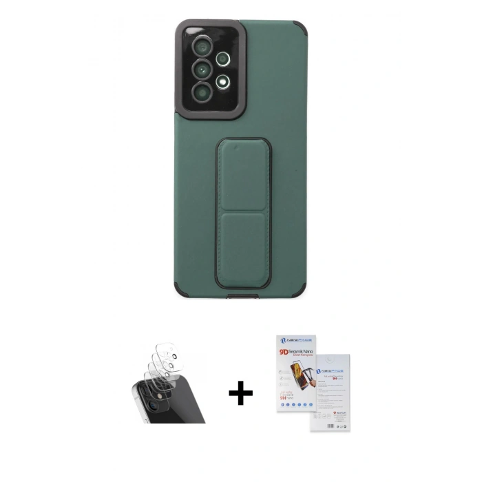 MARSİLYAN™- Galaxy A53 5G Kılıf Çekirdek Yansıma - Siyah Seramik Nano Ekran Koruyucu + Kamera Lens Koruma Cam - SF
