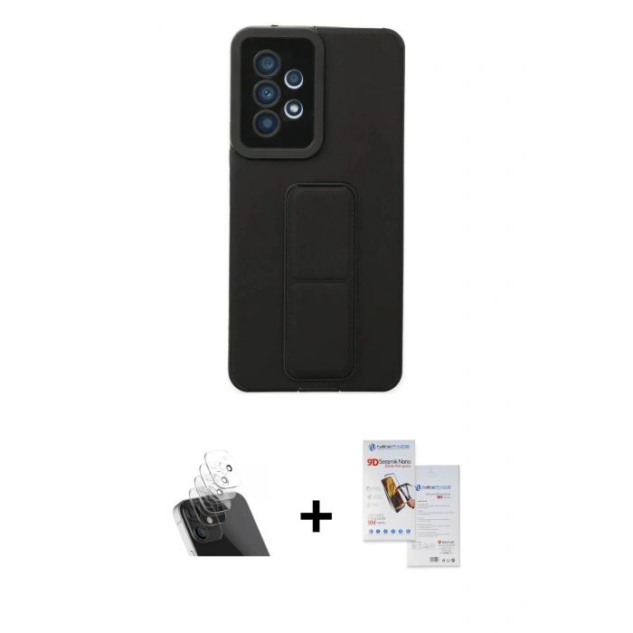 MARSİLYAN™- Galaxy A53 5G Kılıf Çekirdek Yansıma - Siyah Seramik Nano Ekran Koruyucu + Kamera Lens Koruma Cam - SF