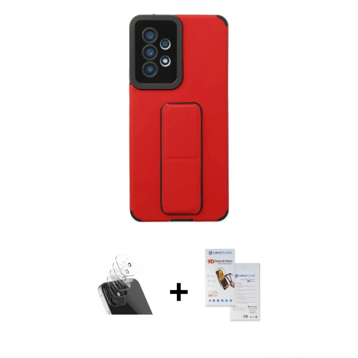 MARSİLYAN™- Galaxy A53 5G Kılıf Çekirdek Yansıma - Siyah Seramik Nano Ekran Koruyucu + Kamera Lens Koruma Cam - SF