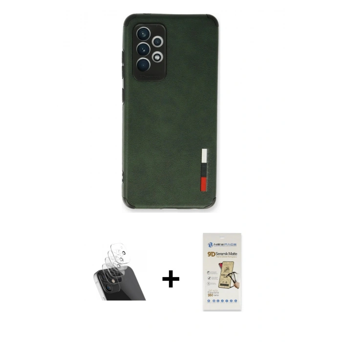 MARSİLYAN™- Galaxy A53 5G Kılıf Doruk Asil Koleksiyonu - Siyah Mat Seramik Nano Ekran Koruyucu + Kamera Lens Koruma Cam - SF