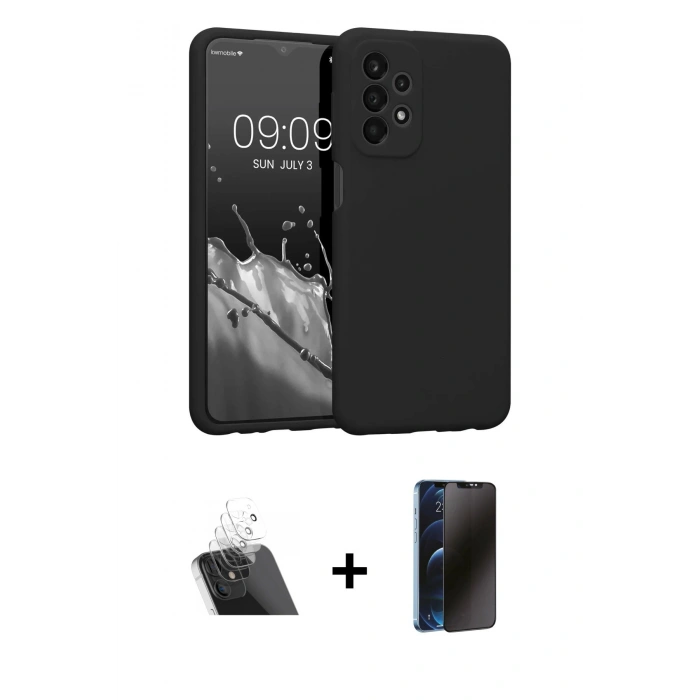 MARSİLYAN™- Galaxy A53 5G Kılıf Kozmos Yansıma Özel Seri - Siyah 3D Antistatik Hayalet Cam Ekran Koruyucu + Kamera Lens Koruma Cam - SF