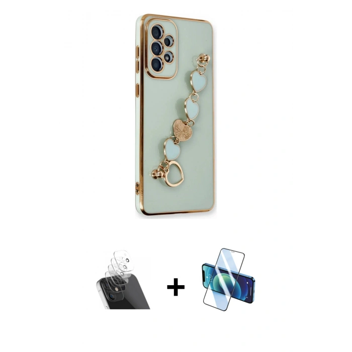 MARSİLYAN™- Galaxy A53 5G Kılıf Nova Işık Prime - Siyah 3D Antistatik Cam Ekran Koruyucu + Kamera Lens Koruma Cam - SF