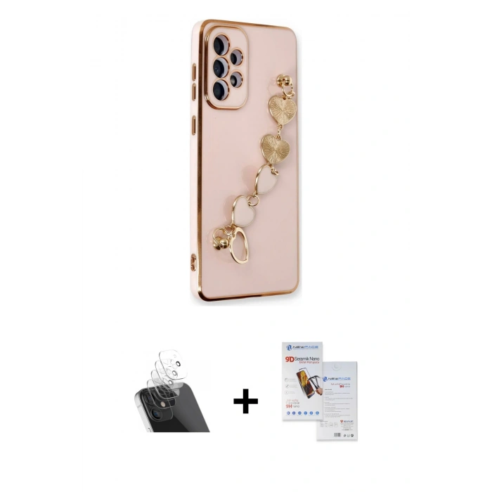 MARSİLYAN™- Galaxy A53 5G Kılıf Nova Işık Prime - Siyah Seramik Nano Ekran Koruyucu + Kamera Lens Koruma Cam - SF