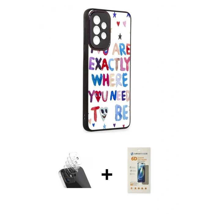 MARSİLYAN™- Galaxy A53 5G Kılıf Odak Klasik Serisi - Siyah 6D Mat Seramik Hayalet Nano Ekran Koruyucu + Kamera Lens Koruma Cam - SF