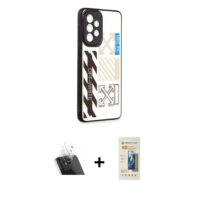 MARSİLYAN™- Galaxy A53 5G Kılıf Odak Klasik Serisi - Siyah 6D Mat Seramik Hayalet Nano Ekran Koruyucu + Kamera Lens Koruma Cam - SF