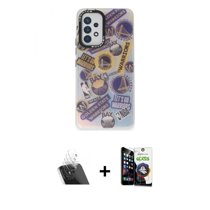 MARSİLYAN™- Galaxy A53 5G Kılıf Siluet Çizgi Koleksiyonu - Şeffaf Temperli Cam Ekran Koruyucu + Kamera Lens Koruma Cam - SF