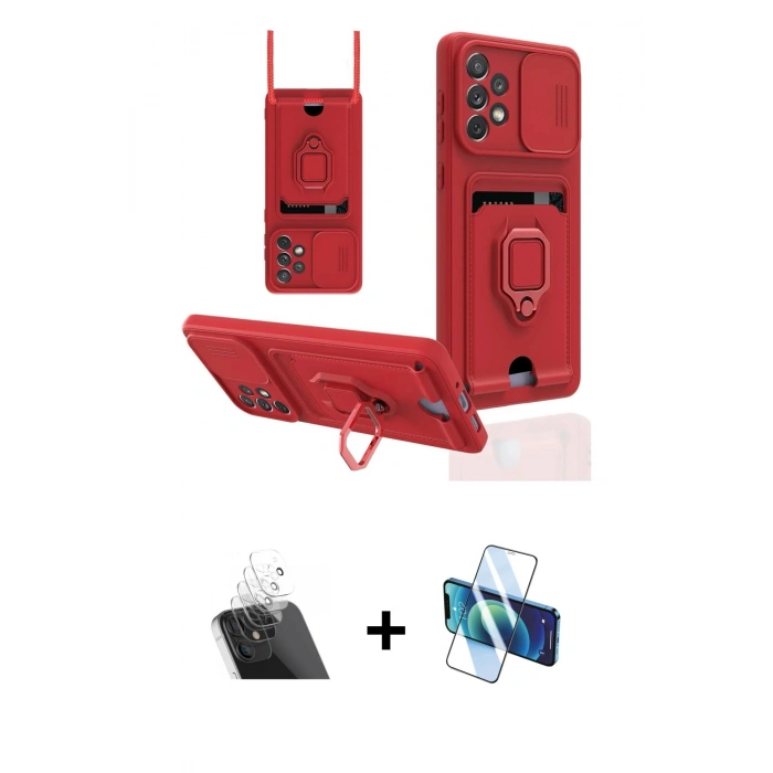 MARSİLYAN™- Galaxy A53 5G Kılıf Vadi Form Prime - Siyah 3D Antistatik Cam Ekran Koruyucu + Kamera Lens Koruma Cam - SF