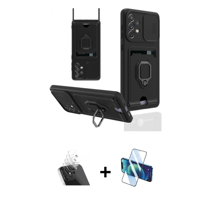 MARSİLYAN™- Galaxy A53 5G Kılıf Vadi Form Prime - Siyah 3D Antistatik Cam Ekran Koruyucu + Kamera Lens Koruma Cam - SF