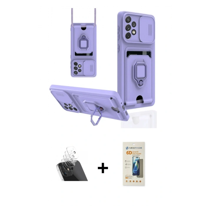 MARSİLYAN™- Galaxy A53 5G Kılıf Vadi Form Prime - Siyah 6D Mat Seramik Hayalet Nano Ekran Koruyucu + Kamera Lens Koruma Cam - SF