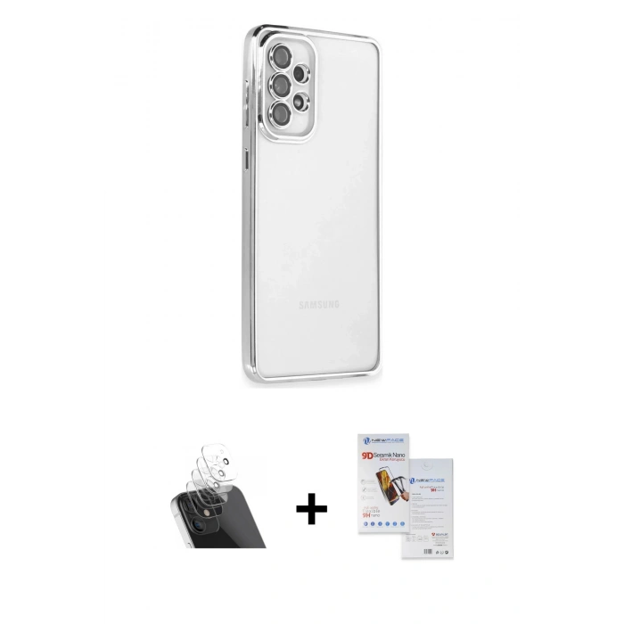 MARSİLYAN™- Galaxy A53 5G Kılıf Vadi Minimal - Siyah Seramik Nano Ekran Koruyucu + Kamera Lens Koruma Cam - SF