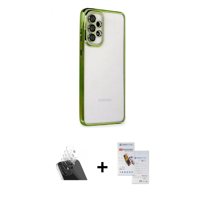 MARSİLYAN™- Galaxy A53 5G Kılıf Vadi Minimal - Siyah Seramik Nano Ekran Koruyucu + Kamera Lens Koruma Cam - SF