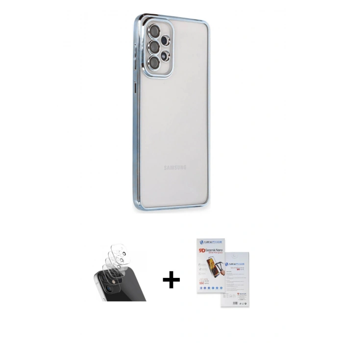 MARSİLYAN™- Galaxy A53 5G Kılıf Vadi Minimal - Siyah Seramik Nano Ekran Koruyucu + Kamera Lens Koruma Cam - SF