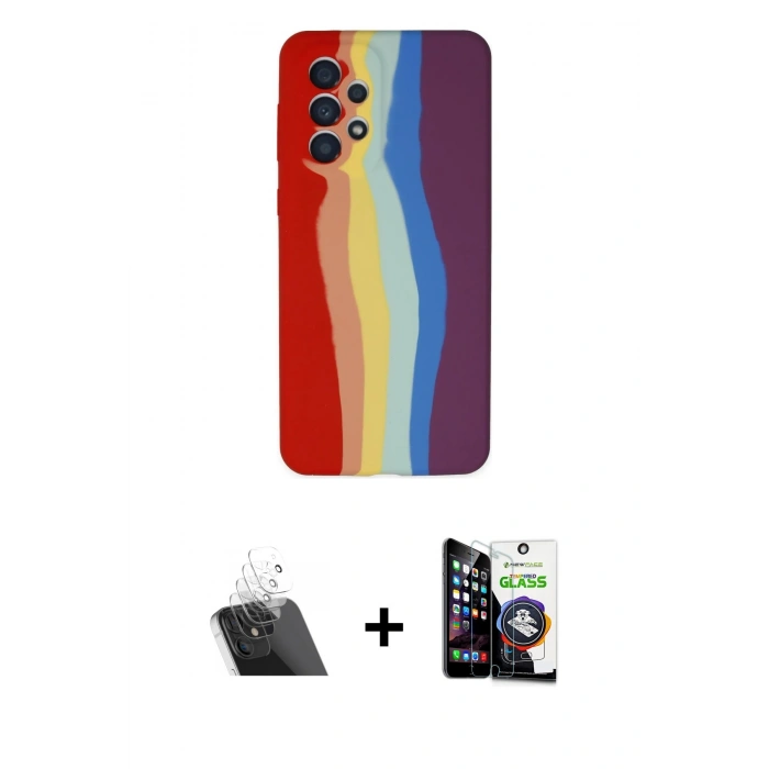 MARSİLYAN™- Galaxy A53 5G Kılıf Yadigar Çizgi - Şeffaf Temperli Cam Ekran Koruyucu + Kamera Lens Koruma Cam - SF